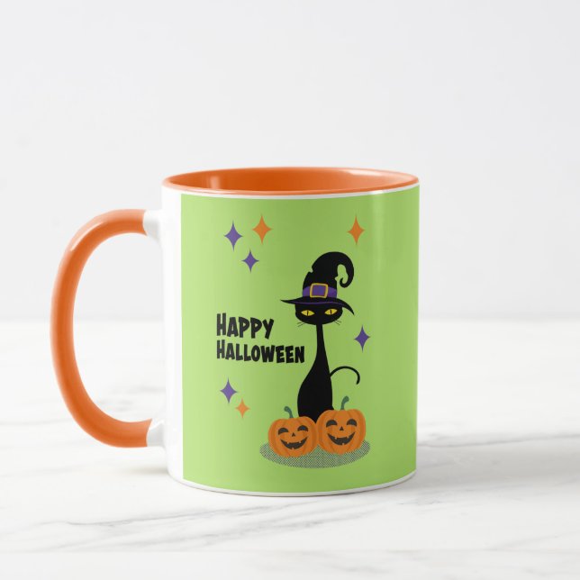 Mug Chat d'Halloween atomique du milieu du siècle (Gauche)
