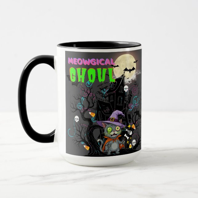 Mug Chat d'Halloween "Meowgical Ghoul" sorcière Kitten (Gauche)