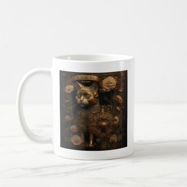 Mug Chat doré gothique steampunk (Gauche)
