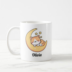 Mug Chat Dormir Sur Une Lune Rêve Personnalisé