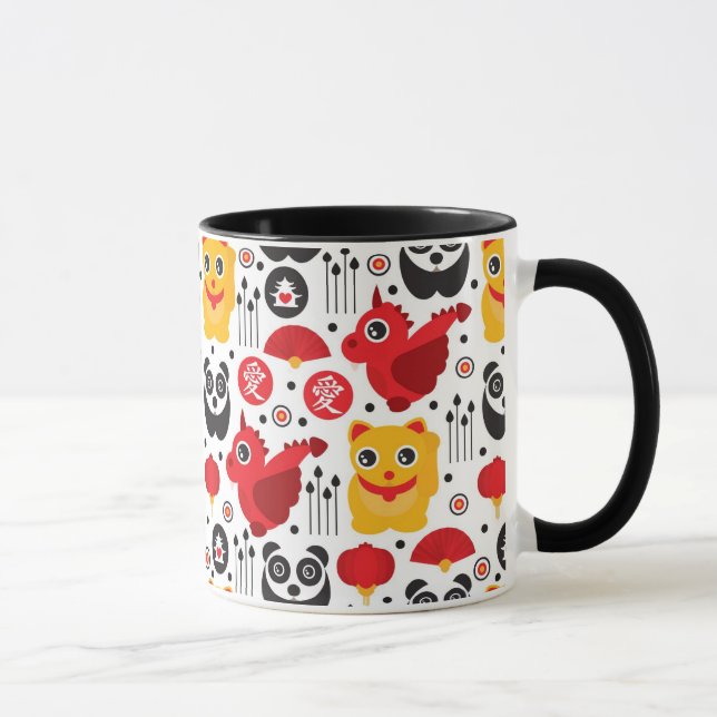 Mug Chat, dragon, et panda chanceux de la Chine (Droite)