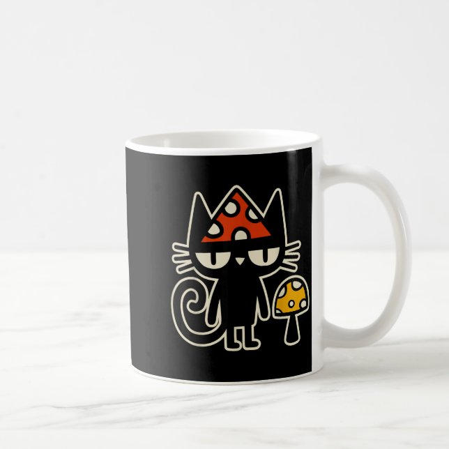Mug Chat Drôle Avec Casquette De Champignon Chat Noir  (Droite)
