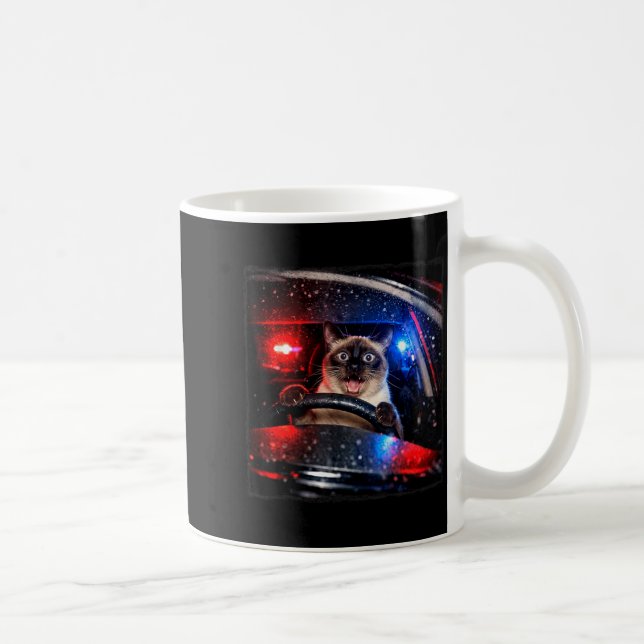 Mug Chat Drôle Conduisant Poursuite de Police Chaton M (Droite)