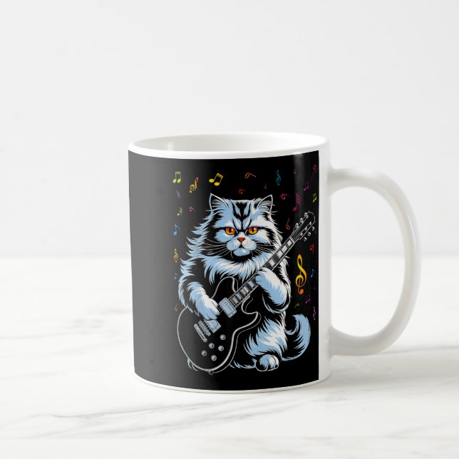 Mug Chat drôle de guitare Rock Playing (Droite)