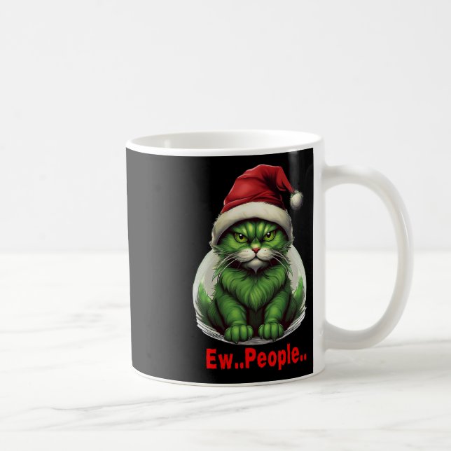 Mug Chat drôle de Noël festif vert Ew personnes  (Droite)