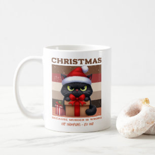 Mug Chat drôle de Noël rétro personnalisé