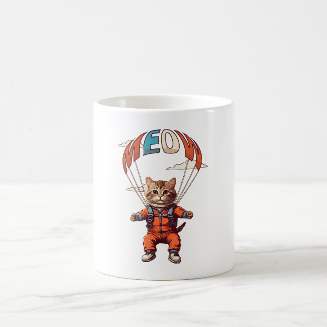 Mug Chat drôle de parachutisme (Centre)