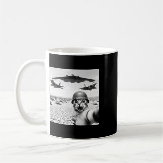 Mug Chat drôle de selfie avec des avions de combat amé