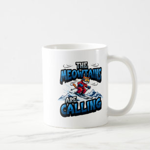 Mug Chat drôle de ski les meowtains appellent