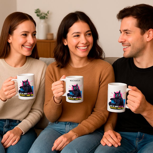 Mug Chat Drôle - Demandez-Moi Mon Citation Chat (Créateur téléchargé)