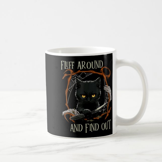 Mug Chat drôle d'Halloween Fluff Around And Find Out (Droite)