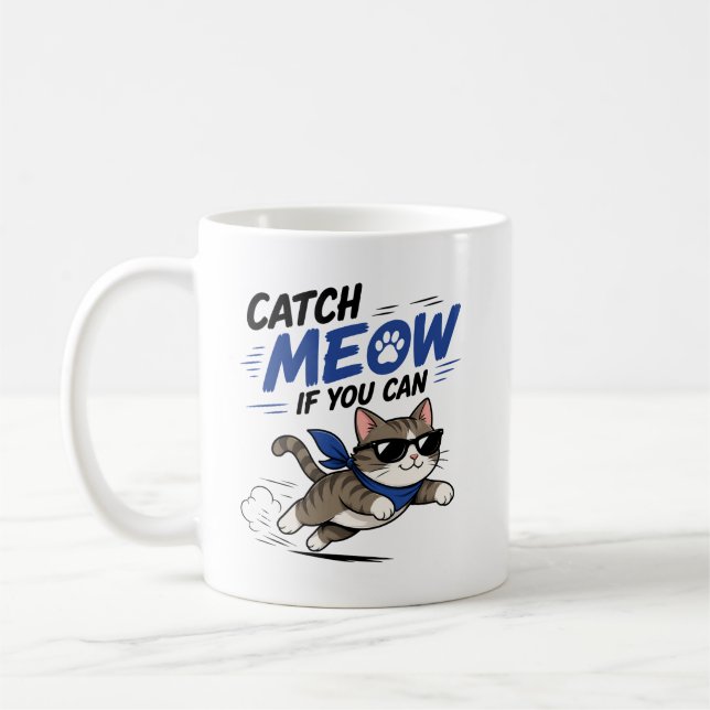 Mug Chat Drôle en Course (Gauche)