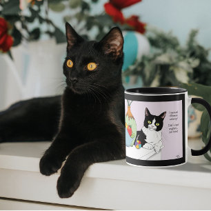 Mug Chat drôle en smoking noir et blanc