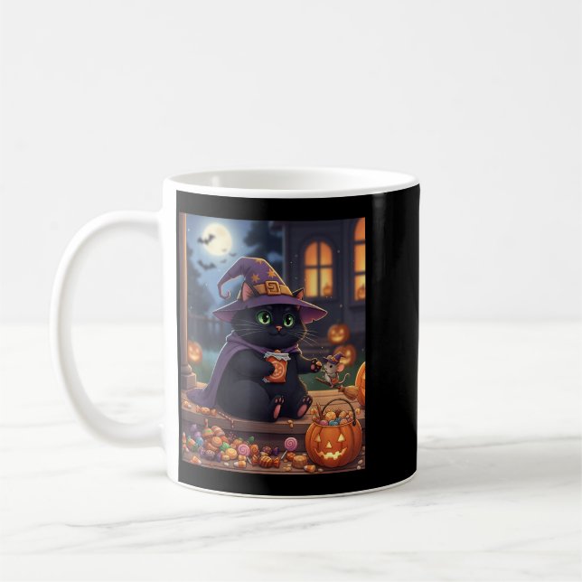 Mug Chat Drôle Et Souris Mignonne Halloween Citrouille (Gauche)