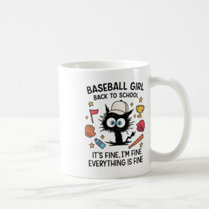 Mug Chat drôle fille baseball C'est bon Je vais bien T