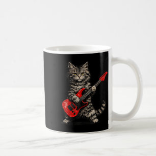 Mug Chat drôle jouant de la guitare rock and roll homm