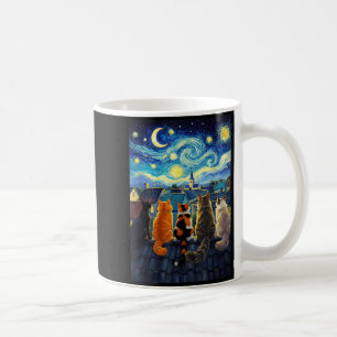 Mug Chat drôle Nuit étoilée Style Van Gogh Toit