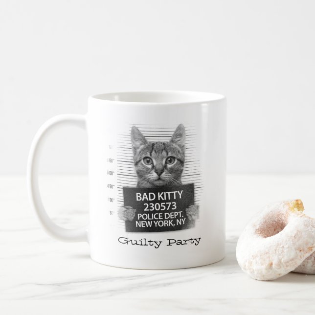 Mug Chat drôle personnalisé Coupable (Avec donut)