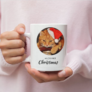 Mug Chat drôle Premier Noël Personnalisé Photo Chat