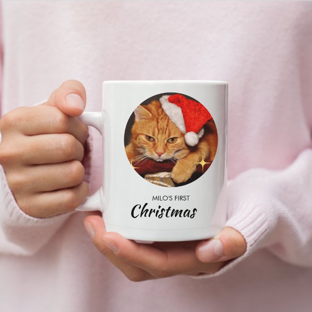 Mug Chat drôle Premier Noël Personnalisé Photo Chat (Créateur téléchargé)