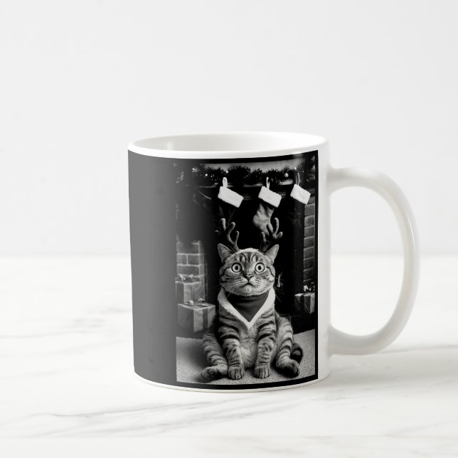 Mug Chat Drôle Prenant Un Égoportrait Noël Xmas Pyjama (Droite)