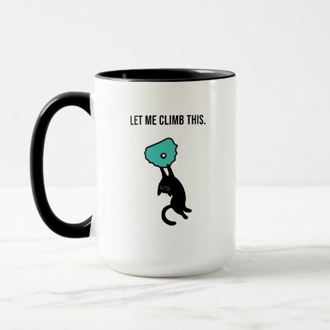 Mug Chat drôle qui grimpe attrape une prise de grimpe (Gauche)