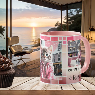 Mug Chat drôle rose doux