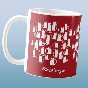 Mug Chat drôle rouge blanc