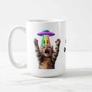 Mug Chat Drôle Selfie Alien UFO Personnalisable Hilara