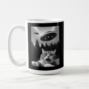 Mug Chat drôle selfie avec un alien de l'UFO