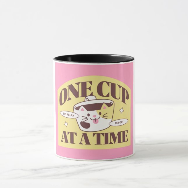 Mug Chat Drôle "Une tasse à la fois" - Adorable Ta (Centre)