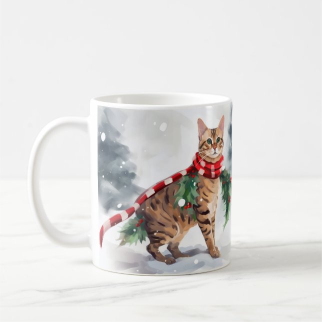 Mug Chat du Bengale à Noël de neige (Gauche)