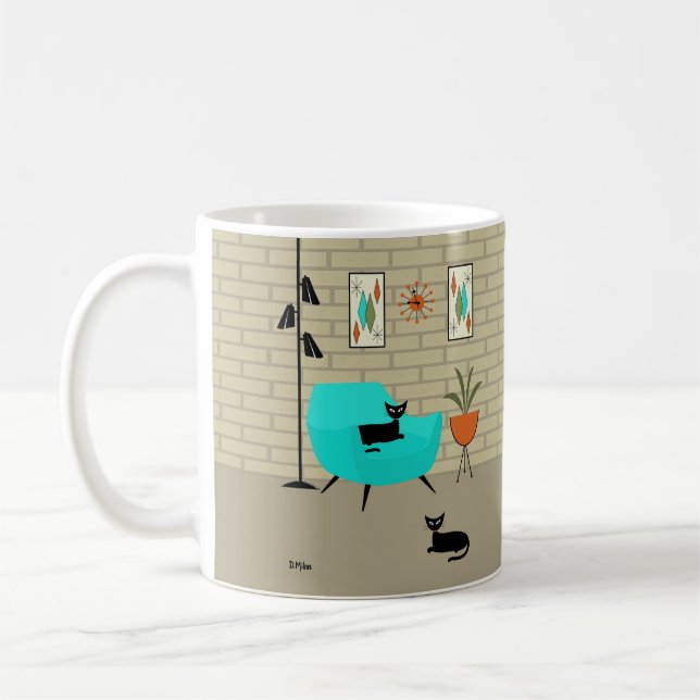 Mug Chat du milieu du siècle avec Mini Gravel Art (Gauche)