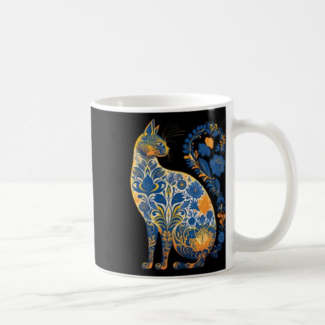 Mug Chat d'Ukraine floral rétro drapeau ukrainien et v (Droite)