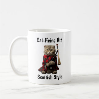 Mug Chat écossais plié avec des tuyaux