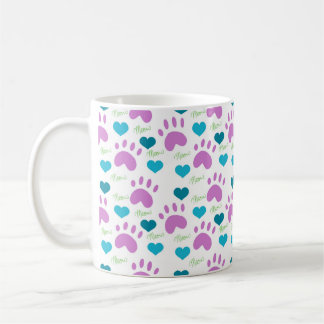 Mug Chat Empreintes de pattes Coeurs Meow Motif rose T