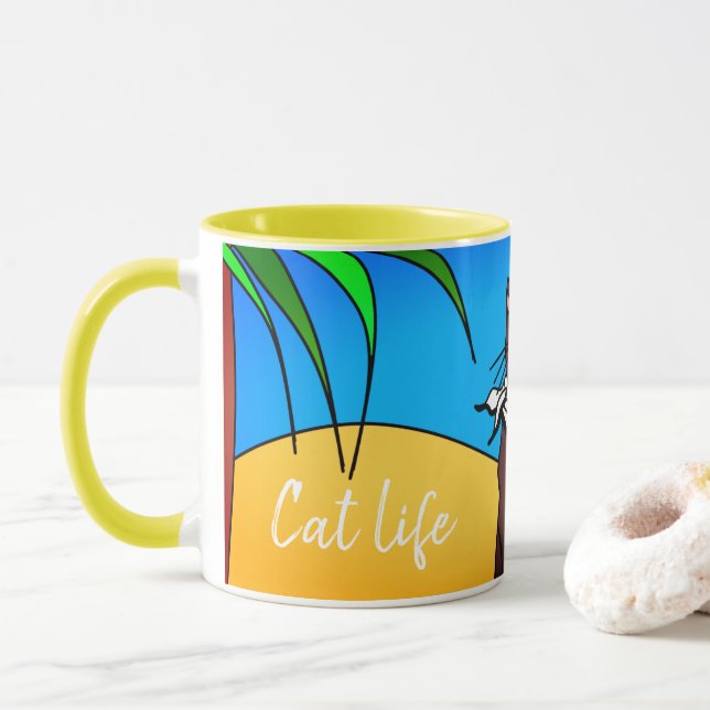 Mug chat en vacances "Cat life" (Avec donut)