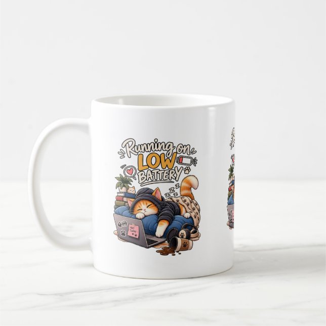 Mug Chat Endormi Fonctionnant sur Pile Faible Humour d (Gauche)