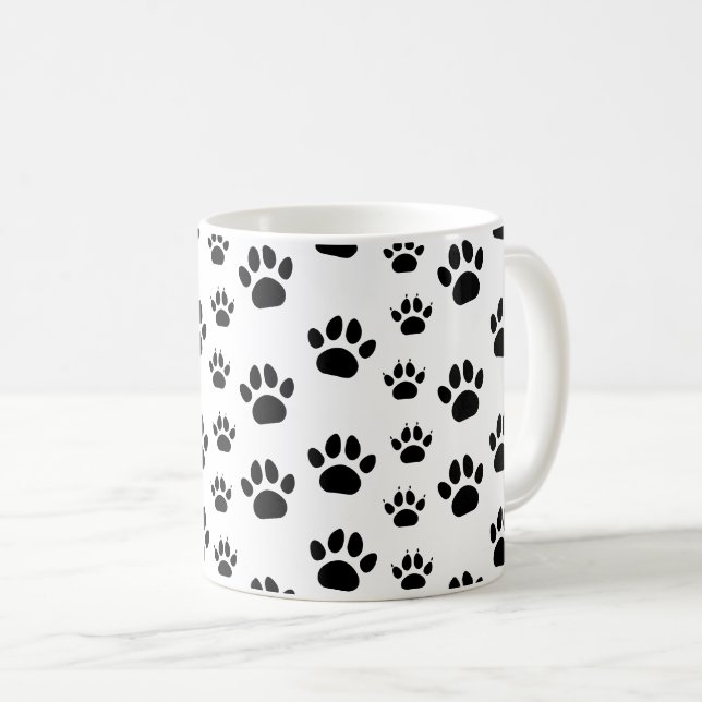 Mug Chat et Chien Mignons Empreintes de Patte Noir Bla (Devant droit)