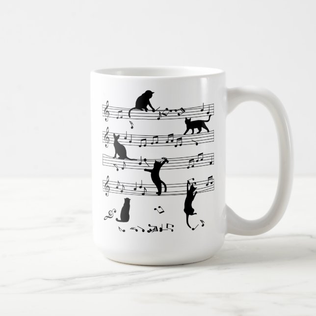 Mug Chat Et Musique Don, Chat Jouer Note Musique (Droite)