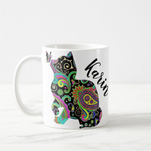 Mug Chat et papillon personnalisés Paisley