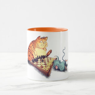 Mug Chat et souris Jouer aux échecs Dessin - Peinture