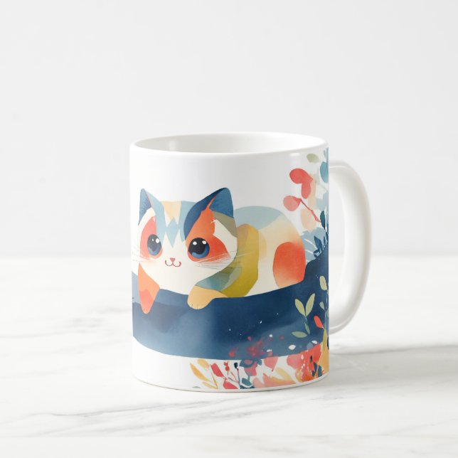 Mug Chat Fantaisiste dans un Jardin de Fleurs en Fleur (Devant droit)