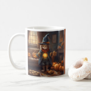Mug Chat fantaisiste en costume d'épouvantail en jean