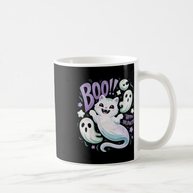 Mug Chat fantôme humoristique Boo Kitty Halloween (Droite)
