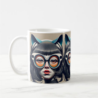 Mug Chat fille avec lunettes de plongée