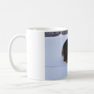 Mug chat forestier norvégien dans la neige