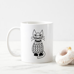 Mug Chat géométrique noir et blanc