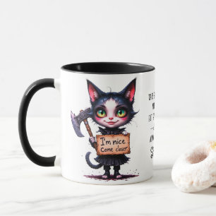 Mug Chat gothique effrayant psychopathe mignon avec ha