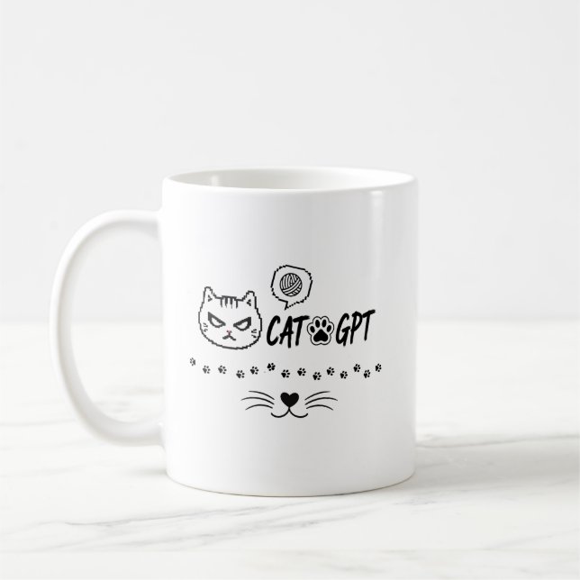 Mug Chat GPT IA drôle Pixel Chat / Citation Tech drôle (Gauche)
